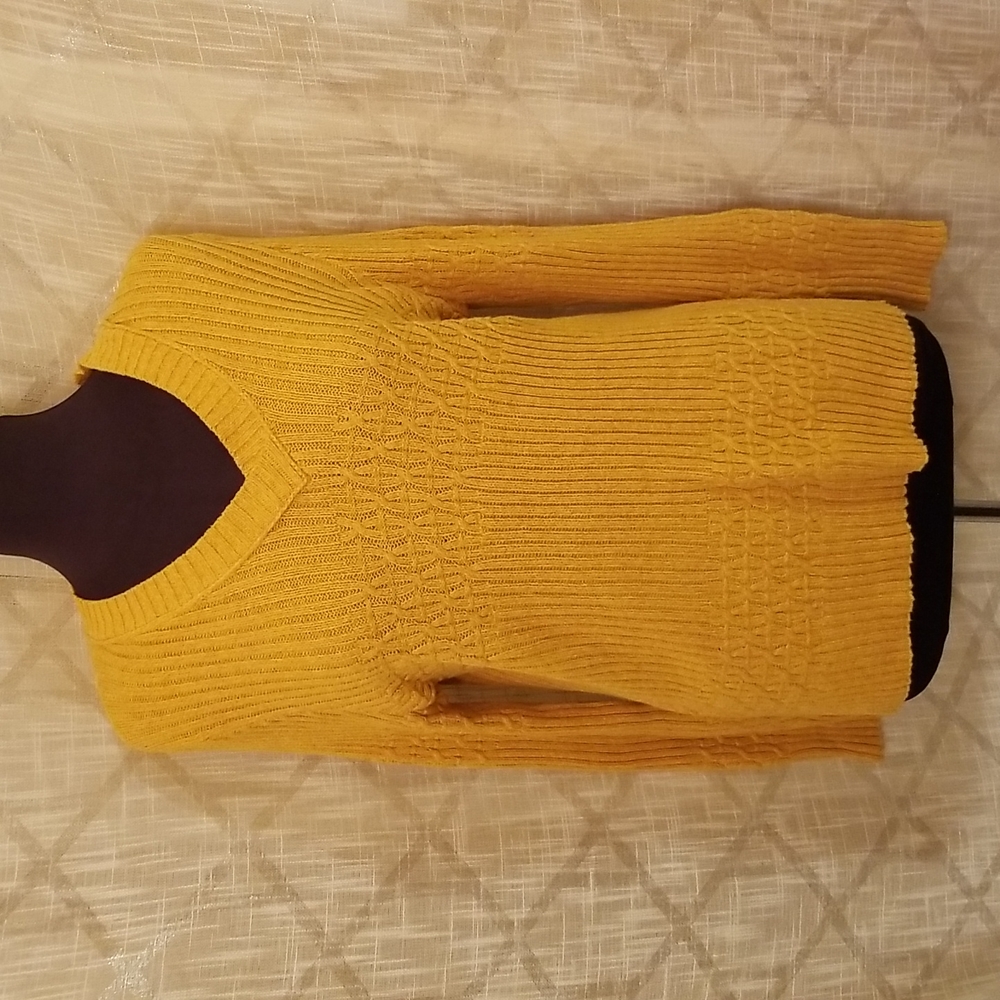 Natural Reflections Sweater Womens Size Small Cable Knit Yellow Fall